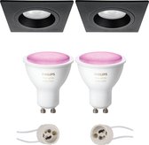 Primux Rodos Pro - Inbouw Vierkant - Mat Zwart - 93mm - Philips Hue - LED Spot Set GU10 - White and Color Ambiance - Bluetooth