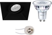 LED Spot Set - Pragmi Nivas Pro - GU10 Fitting - Inbouw Vierkant - Mat Zwart - Trimless - Kantelbaar - 150mm - Philips - CorePro 827 36D - 3.5W - Warm Wit 2700K - BES LED