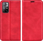 Cazy Xiaomi Poco M4 Pro 5G Hoesje - Portemonnee Book Case Kunstleer - Rood