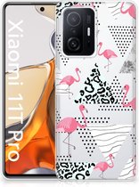 Leuk TPU Back Cover Xiaomi 11T | 11T Pro GSM Hoesje Doorzichtig Flamingo Triangle