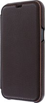 iPhone 12 Pro Max Bookcase hoesje - Graffi - Effen Donkerbruin - Leer