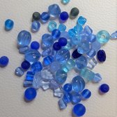 Glaskralen mix assortiment bohemian blauw, 25 gram