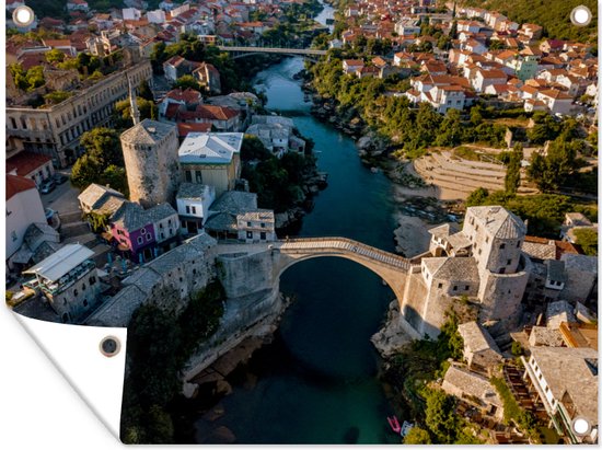 De Stari Most brug vanaf boven in Bosnië en Herzegovina