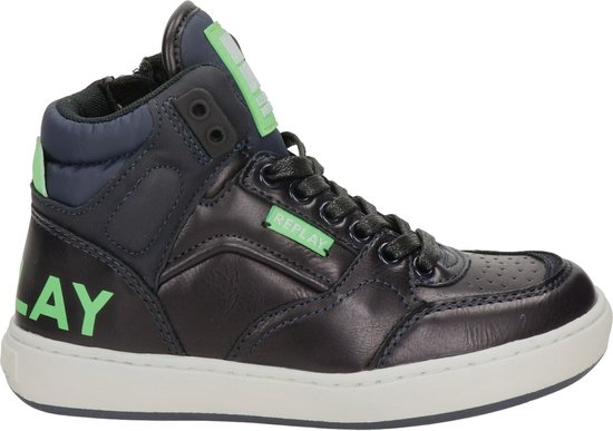 Replay Wall Hoge sneakers - Leren Sneaker - Jongens - Blauw - Maat 37 |  bol.com