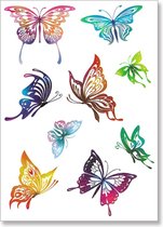 Tattoo colored butterflies - plaktattoo - tijdelijke tattoo - 14.8 cm x 10.5 cm (L x B)