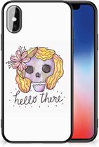 GSM Hoesje Geschikt voor iPhoneX | Xs Siliconen Hoesje met Zwarte rand Boho Skull