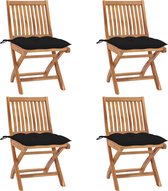 Decoways - Tuinstoelen 4 stuks inklapbaar met kussens massief teakhout