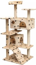 Everest Kattenkrabpaal met sisal krabpalen 125 cm pootafdrukprint beige