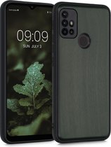 kwmobile telefoonhoesje geschikt voor Motorola Moto G30 / Moto G20 / Moto G10 - Hoesje met bumper in donkergroen - Backcover - walnoothout