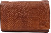 Bear Design Sweety Python Leren Overslagportemonnee - Cognac