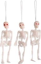 Carnival Toys Hangdecoratie Skelet 12 Cm Wit 3 Stuks