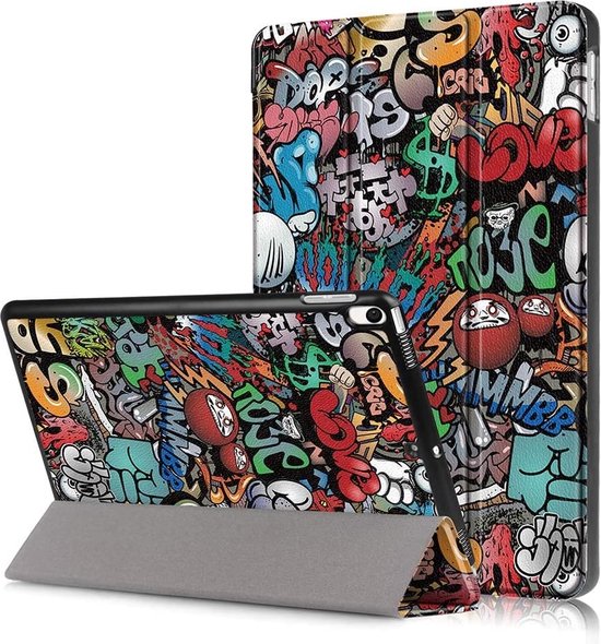 iPad hoes 2018 Graffity - iPad hoes 2017 - iPad hoes 6e generatie trifold case- iPad 2018 hoes - iPad 2017 hoes -Hoes iPad 2018 book case smart cover - Ntech