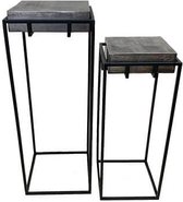Wandtafel hoog set 2 pewter / 30238