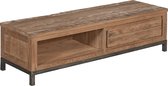 Tv-meubel | venetie | gerecycled teakhout | wit | 140 x 45 x 37(h) cm