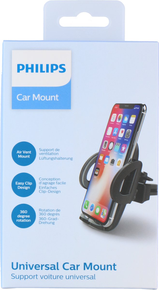 Philips Auto Houder voor Smartphone - DLK3531/00 - Ventilatierooster - Universeel - Telefoons van 52-95 Millimeter - Auto Accessories