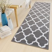 Tapiso Luxury Tapijtloper Grijs Marokkaanse Trellis Gang Woonkamer Vloerkleed Maat- 100x400