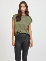 Vila VIELLETTE SS SATIN TOP - Four Leaf Clov Green