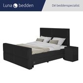 Luna Bedden - Boxspring Skye - 140x200 Compleet Zwart 4 vakken Bed