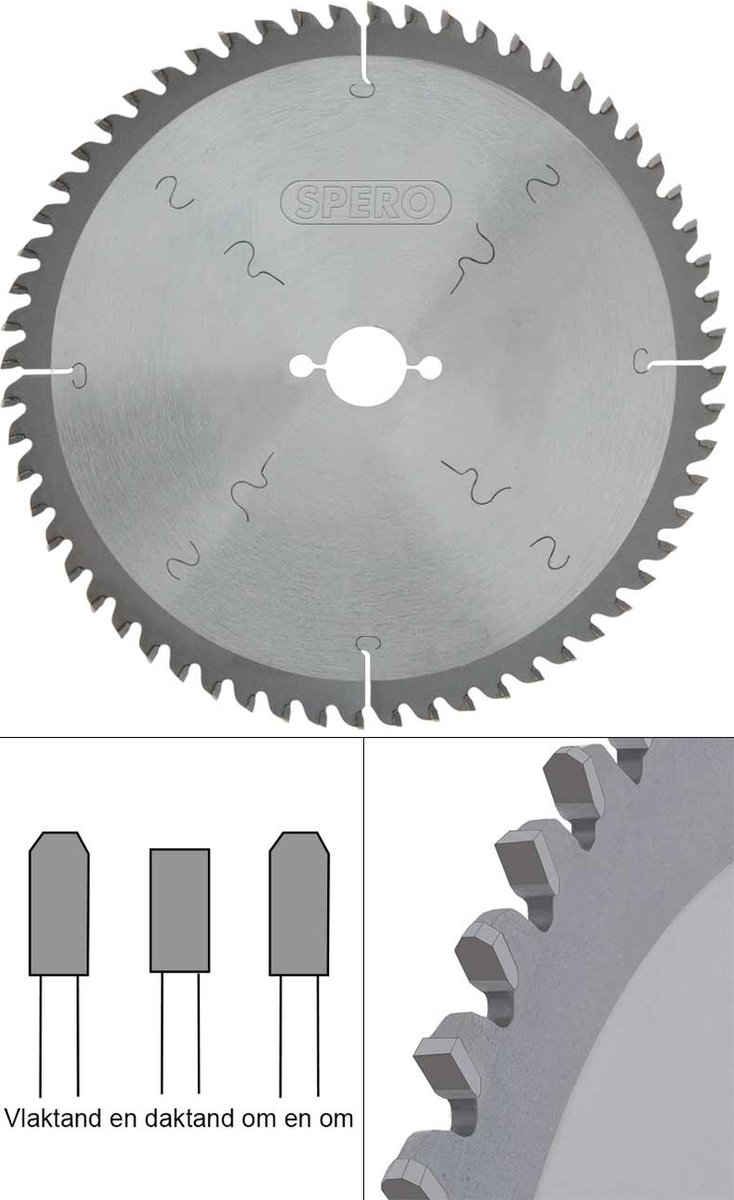 260mm aluminium TCT zaagblad 60 Tands - asgat 30mm - SPERO