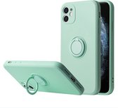 Apple iPhone 13 Mini Back Cover | Telefoonhoesje | Ring Houder | Wit Groen