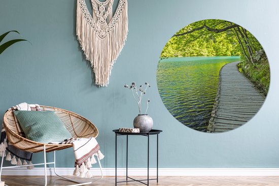WallCircle - Wall Circle - Wall Circle - Route au bord de l'eau au parc national des lacs de Plitvice - Aluminium - Dibond - 120x120 cm - Intérieur et extérieur XXL