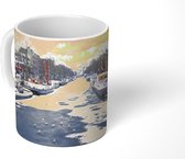 Mok - De Brouwersgracht in Amsterdam in de winter - 350 ML - Beker