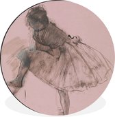 WallCircle - Wandcirkel - Muurcirkel - Studie van een balletdanser - Schilderij van Edgar Degas - Aluminium - Dibond - ⌀ 90 cm - Binnen en Buiten