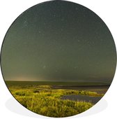 WallCircle - Wandcirkel - Muurcirkel - De natuur van Ameland en een sterrenhemel - Aluminium - Dibond - 90x90 cm - Binnen en Buiten