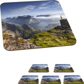 Onderzetters voor glazen - Zonsopgang in Noorwegen - 10x10 cm - Glasonderzetters - 6 stuks