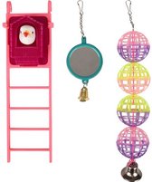 Flamingo vogelspeelgoed hanger spiegel bal ladder vogel met bal