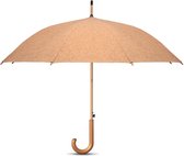 Paraplu kurk - Paraplu 23 inch - Automatische paraplu - Handmatige sluiting - Bamboe schacht - Houten handvat - Fiberglas baleinen - Zwarte kunststof tips en top