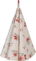 Theedoek Ø 82 cm Creme Katoen Rond Bloemen Vaatdoek Keukendoek Schotelvod