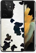 GSM Hoesje Geschikt voor Samsung Galaxy S21 Ultra Silicone Hoesje met Zwarte rand Koeienvlekken