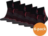 HEAD Wandelsokken - Hiking Quarter sokken - 6-paar halfhoge wandel sokken Unisex - Black/Red - Maat 43/46