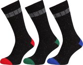 3 x Zwarte sokken met gekleurde inzetstukken / 40-42