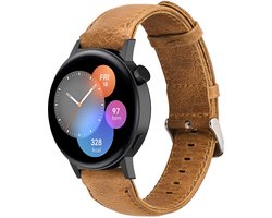 Strap-it Leren smartwatch bandje - geschikt voor Huawei Watch GT 2 42mm / GT 3 42mm / GT 3 Pro 43mm - bruin