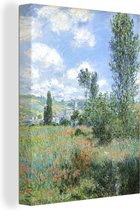 Canvas Schilderij View of Vetheuil - schilderij van Claude Monet - 30x40 cm - Wanddecoratie