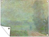Tuinschilderij Pad in de mist - Schilderij van Claude Monet - 80x60 cm - Tuinposter - Tuindoek - Buitenposter
