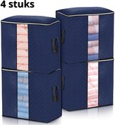 Hoobi® 4x Opbergtas en Organizer voor Dekbed en Kleding - Kleding Opbergsysteem - Dekbed Opberger - blauw