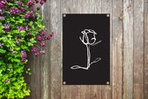 Botanical line-art rose sur fond noir affiche de jardin toile en vrac 40x60 cm - petit - toile de jardin / toile d'extérieur / Peintures pour l'extérieur (décoration de jardin)