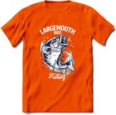 Fishing - Vissen T-Shirt | Grappig Verjaardag Vis Hobby Cadeau Shirt | Dames - Heren - Unisex | Tshirt Hengelsport Kleding Kado - Oranje - XXL