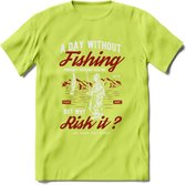 A Day Without Fishing - Vissen T-Shirt | Rood | Grappig Verjaardag Vis Hobby Cadeau Shirt | Dames - Heren - Unisex | Tshirt Hengelsport Kleding Kado - Groen - 3XL