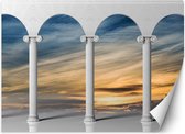 Trend24 - Behang - Kolommen Met Sky View - Vliesbehang - Fotobehang 3D - Behang Woonkamer - 300x210 cm - Incl. behanglijm