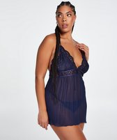 Hunkemöller Dames Nachtmode Babydoll Chiffon  - Blauw - maat XS