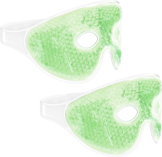 Foto: Navaris set van 2 oogmaskers herbruikbare gelmaskers voor koud of warm gebruik verwarmend of verkoelend voor de ogen hot cold oogmasker in groen