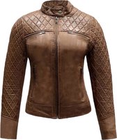 Dames cognac leren jas -Katarina - M, Zwart