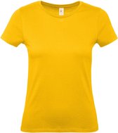 Geel basic t-shirt met ronde hals voor dames - katoen - 145 grams - gele shirts / kleding M (38)