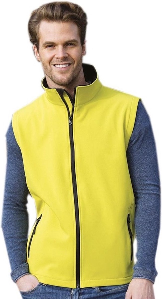 Softshell casual bodywarmer voor heren Outdoorkleding wandelen/zeilen Mouwloze vesten 38/50 Geel