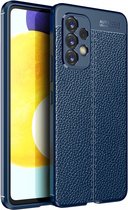 Samsung Galaxy A53 Hoesje Back Cover met Kunstleer Textuur Blauw