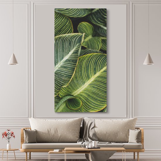 Tableau sur toile Feuilles - Plante - Wit - 80x160 cm - Décoration murale